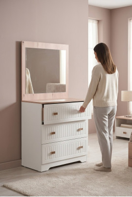 Dresser with mirror console table furniture white modern in the bedroom