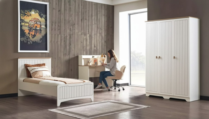 Modern complete youth room luxury children's room set 3-piece white