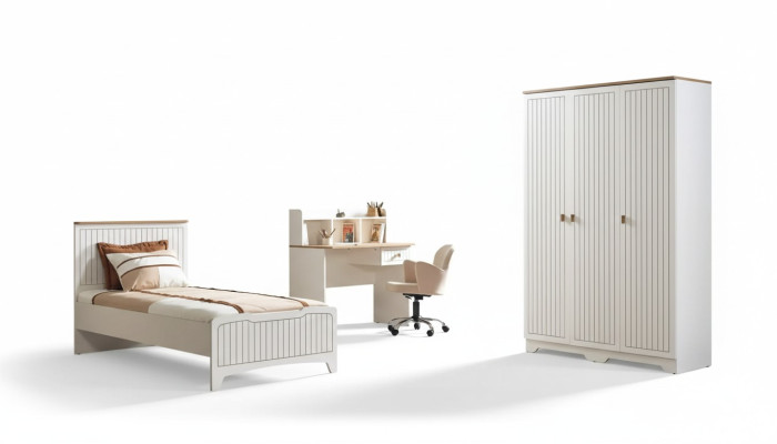 Modern complete youth room luxury children's room set 3-piece white