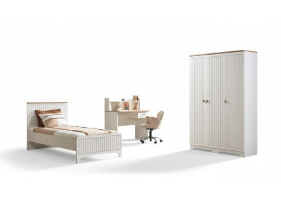 Modern complete youth room luxury children's room set 3-piece white