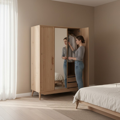 Brown wardrobe wooden bedroom furniture design cabinets elegant wardrobe