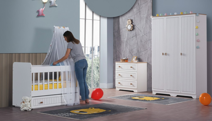Baby complete room wardrobe bed children's room infant dresser 3-piece.
