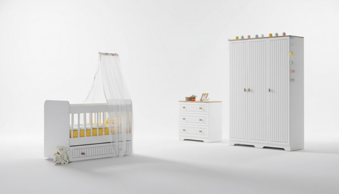 Baby complete room wardrobe bed children's room infant dresser 3-piece.