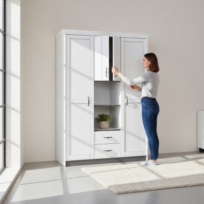 Country House Wardrobe Bedroom Furniture Wood White Cabinet Noble Cabinets