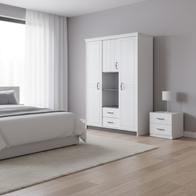 Country House Wardrobe Bedroom Furniture Wood White Cabinet Noble Cabinets