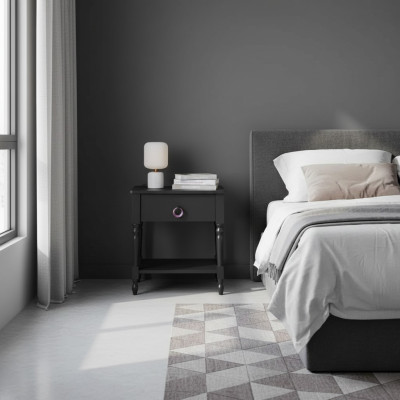 Modern gray bedside table wooden furniture in bedroom design nightstands