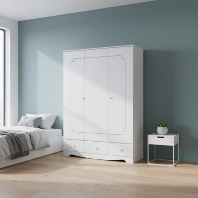 Wardrobe Closet Furniture Bedroom Cabinets Wood White Loft Interior