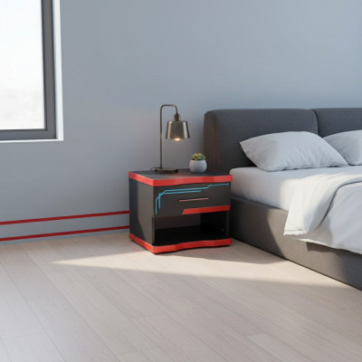 Modern black nightstand, designer nightstand in the children's room, new furniture.