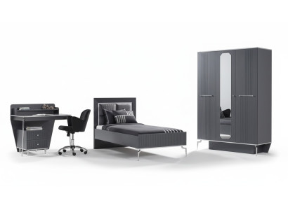 Design youth room bedroom set wardrobe bed desk 3-piece.