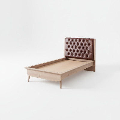 Loft Bed Wood Chesterfield 100x200cm Bed Frame Upholstered Headboard