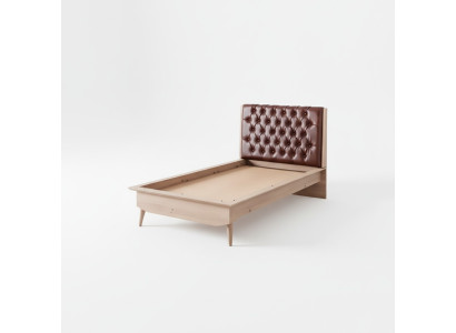Loft Bed Wood Chesterfield 100x200cm Bed Frame Upholstered Headboard