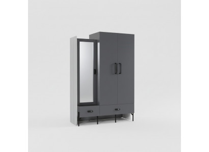 Wardrobe Gray Closet Cabinets Bedroom Wood Furniture 134cm