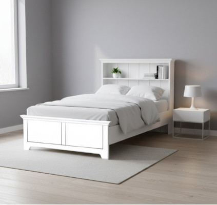 Wooden bed bedroom design luxury furniture youth room white classic