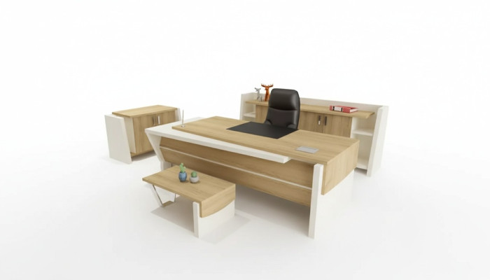 Desk, coffee table, filing cabinet, dresser, modern brown wood
