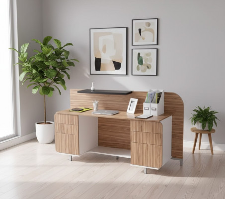 Modern reception desk luxury office wooden furniture brown reception stylish