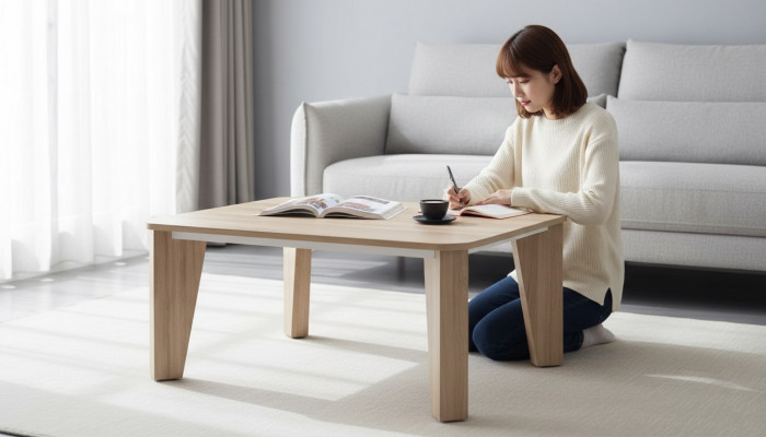 Designer light brown coffee table wooden furniture side tables luxury furniture