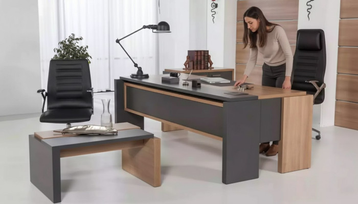 Desk set filing cabinet cabinet with coffee table office furniture 3-piece set.