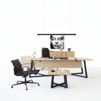 Modern office set desk coffee table file cabinet chest of drawers 4-piece.