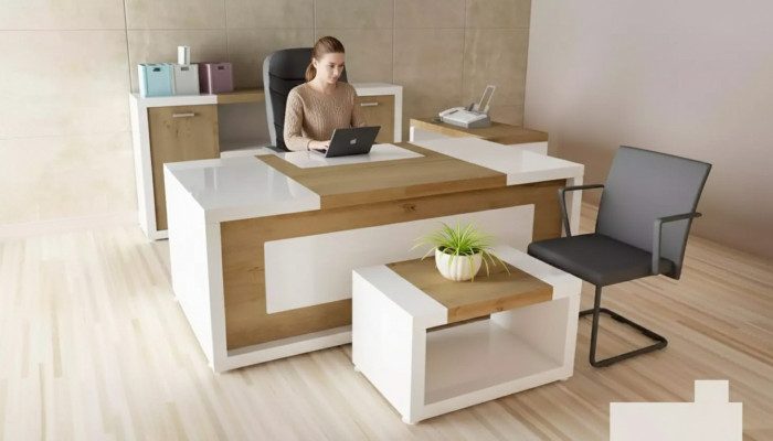 Corner desk office table desk coffee table filing cabinet office furniture 3-piece set.