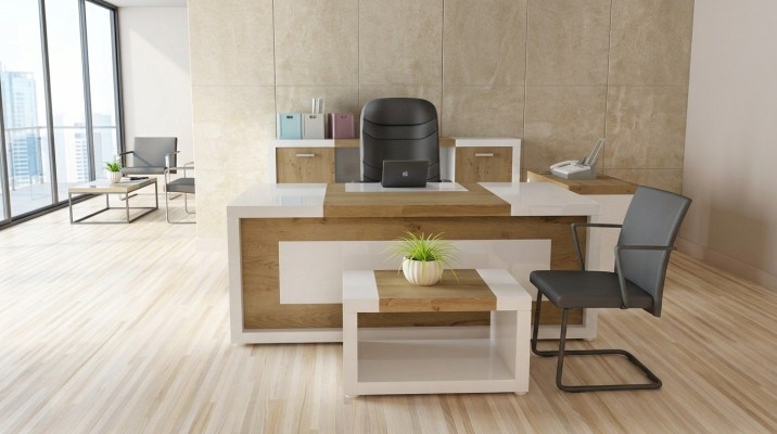 Corner desk office table desk coffee table filing cabinet office furniture 3-piece set.