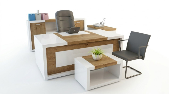 Corner desk office table desk coffee table filing cabinet office furniture 3-piece set.