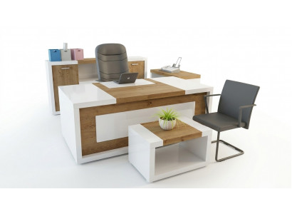 Corner desk office table desk coffee table filing cabinet office furniture 3-piece set.
