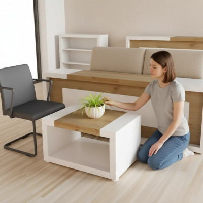 Designer white coffee table luxury wood table living room furniture side table