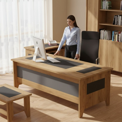 Modern brown desk luxury expandable furniture wood office new