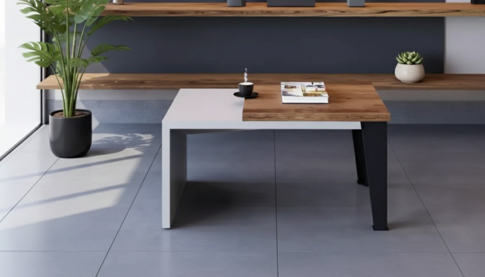 Modern two-tone coffee table luxury side table office wooden furniture