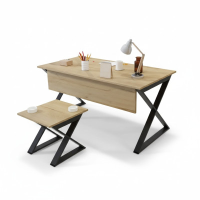 Modern light brown wooden table, work desks office furniture, designer desk