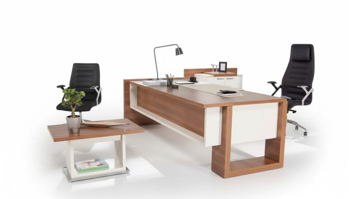 Chef desk writing desk brown office table set office furniture 3-piece complete