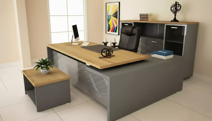 High-quality, modern office set made of sturdy wood in an elegant style