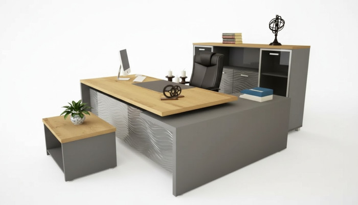 High-quality, modern office set made of sturdy wood in an elegant style