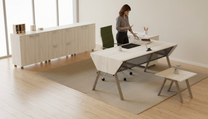 Luxurious office set in elegant modern style made of high-quality wood