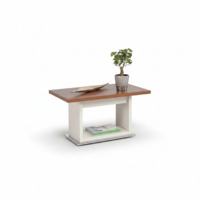 Brown coffee table wooden table with shelf brown exclusive living room furniture