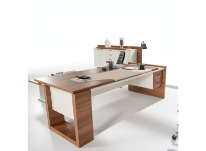 Modern desk luxury office furniture brown wood drawers exclusive