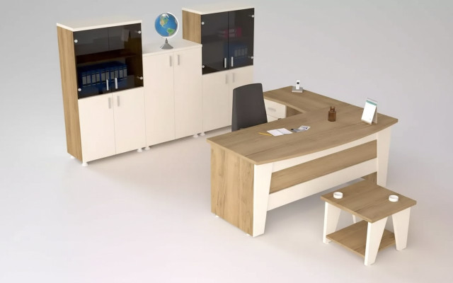 Office furniture: corner desk, desk, coffee table, 3 filing cabinets, 6-piece set