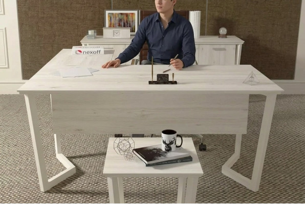 Modern white desk luxury corner table wooden furniture home office new