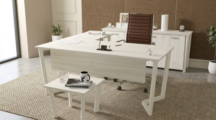 Modern white desk luxury corner table wooden furniture home office new