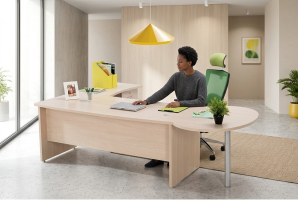 Modern office exclusive beige corner desk desk chest of drawers 2 pcs.