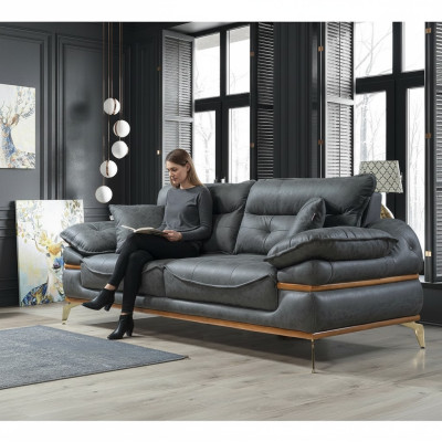 Modern gray sofa in the living room Exclusive 3-seater sofa