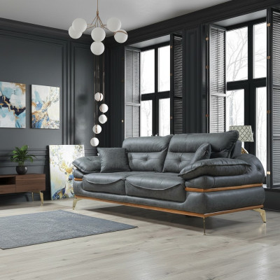 Modern gray sofa in the living room Exclusive 3-seater sofa