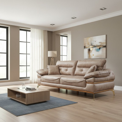 Modern brown sofa in the living room Exclusive 3-seater sofa