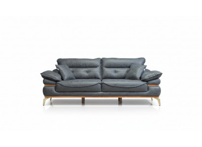 Modern designer gray living room with 3-seater sofa and new armchair