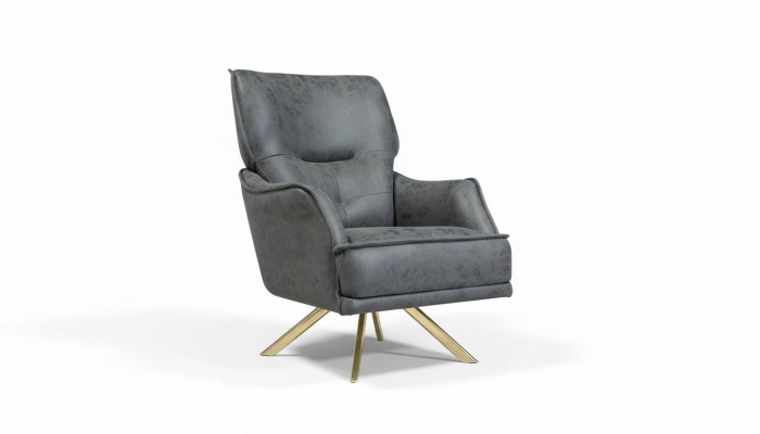 Gray Single-Seater Exclusive Armchair Lounge Club 1-Seater Luxury Single-Seater