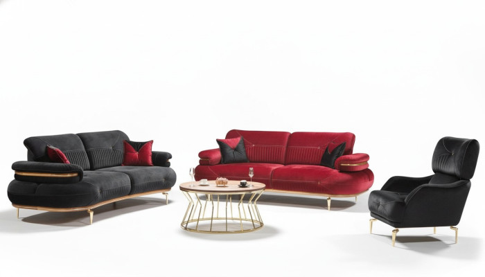 Modern living room furniture set upholstered sofa armchair modern 3-piece set