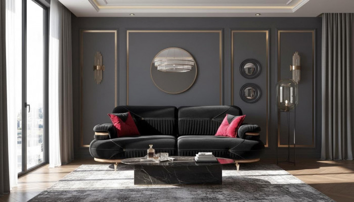 Exclusive 3-seater sofa modern new textile design living room