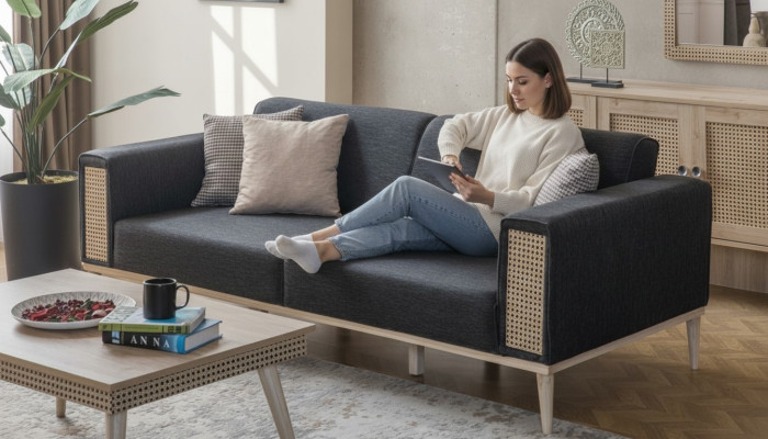3-seater sofa high-quality design modern textile sofa living room