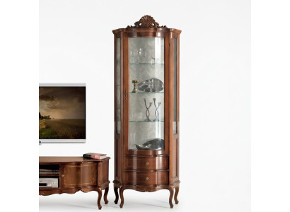 Luxurious high-quality showcase made of brown wood Classic furniture