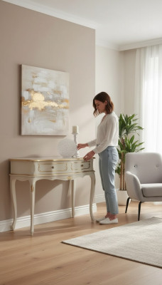 White classic console table bedroom wooden furniture baroque style
